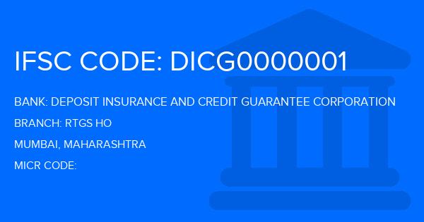 Deposit Insurance And Credit Guarantee Corporation Rtgs Ho Branch IFSC Code