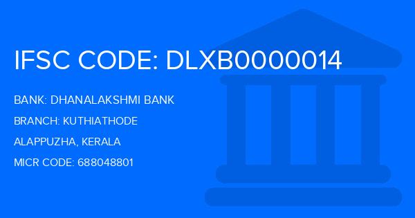 Dhanalakshmi Bank (DLB) Kuthiathode Branch IFSC Code