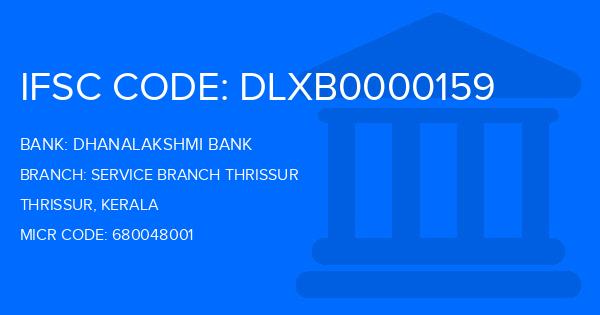 Dhanalakshmi Bank (DLB) Service Branch Thrissur Branch IFSC Code
