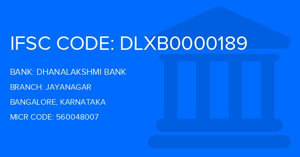 Dhanalakshmi Bank (DLB) Jayanagar Branch IFSC Code