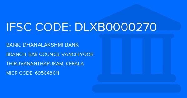 Dhanalakshmi Bank (DLB) Bar Council Vanchiyoor Branch IFSC Code