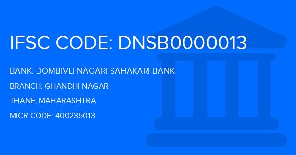 Dombivli Nagari Sahakari Bank Ghandhi Nagar Branch IFSC Code