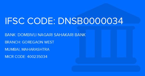Dombivli Nagari Sahakari Bank Goregaon West Branch IFSC Code