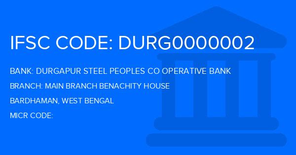 Durgapur Steel Peoples Co Operative Bank Main Branch Benachity House Branch IFSC Code