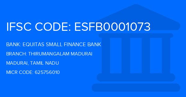 Equitas Small Finance Bank Thirumangalam Madurai Branch IFSC Code