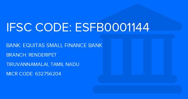 Equitas Small Finance Bank Renderipet Branch IFSC Code
