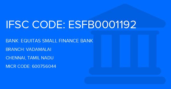 Equitas Small Finance Bank Vadamalai Branch IFSC Code