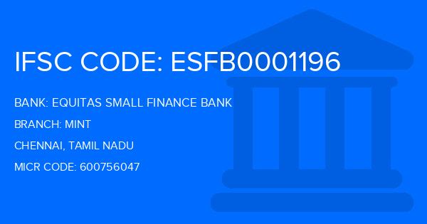 Equitas Small Finance Bank Mint Branch IFSC Code