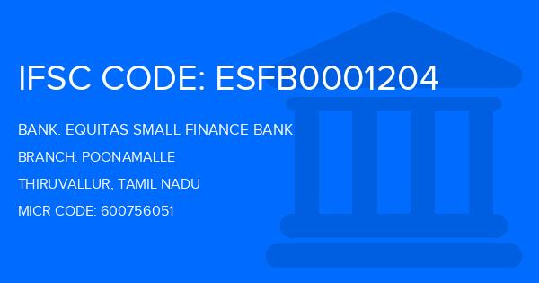 Equitas Small Finance Bank Poonamalle Branch IFSC Code