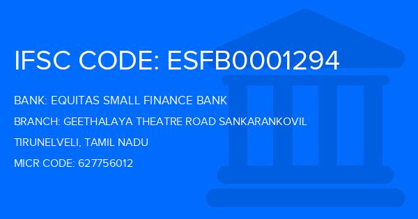 Equitas Small Finance Bank Geethalaya Theatre Road Sankarankovil Branch IFSC Code