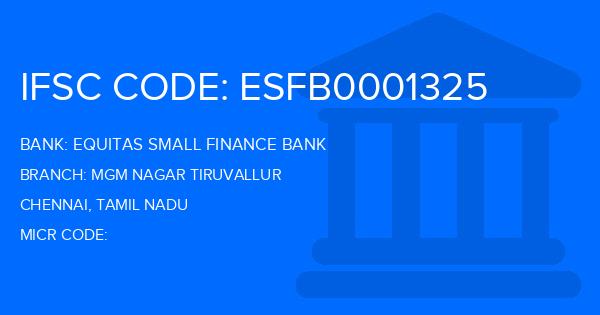 Equitas Small Finance Bank Mgm Nagar Tiruvallur Branch IFSC Code