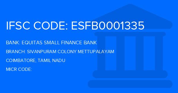 Equitas Small Finance Bank Sivanpuram Colony Mettupalayam Branch IFSC Code