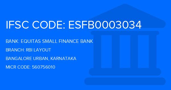 Equitas Small Finance Bank Rbi Layout Branch IFSC Code