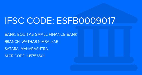 Equitas Small Finance Bank Wathar Nimbalkar Branch IFSC Code