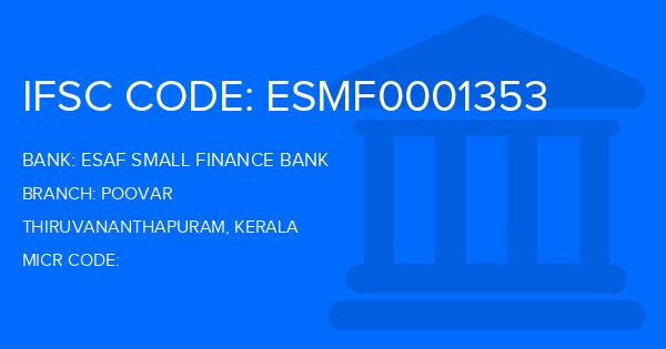 Esaf Small Finance Bank Poovar Branch IFSC Code