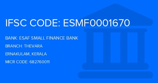 Esaf Small Finance Bank Thevara Branch IFSC Code