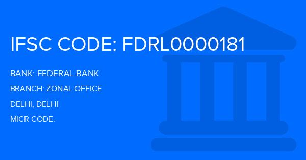 Federal Bank Zonal Office Branch IFSC Code