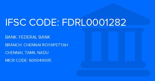 Federal Bank Chennai Royapettah Branch IFSC Code