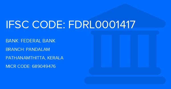 Federal Bank Pandalam Branch IFSC Code