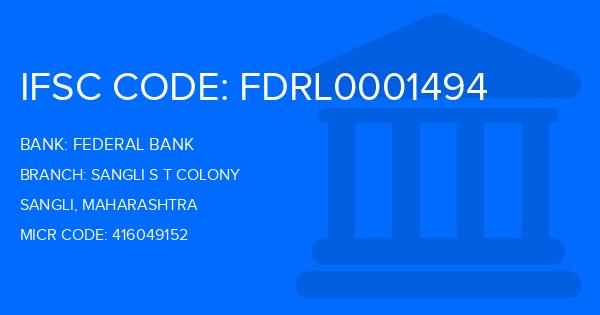 Federal Bank Sangli S T Colony Branch IFSC Code