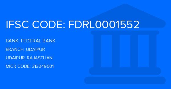 Federal Bank Udaipur Branch IFSC Code