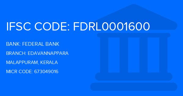 Federal Bank Edavannappara Branch IFSC Code