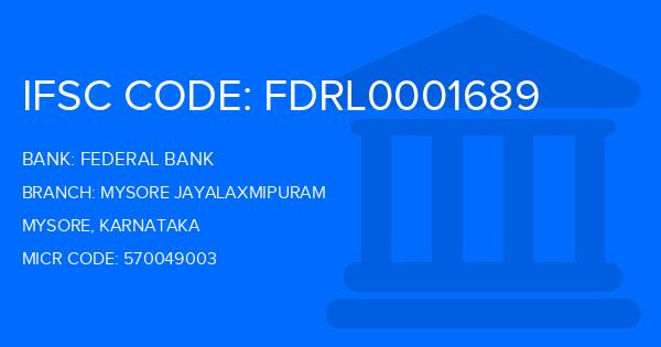 Federal Bank Mysore Jayalaxmipuram Branch IFSC Code