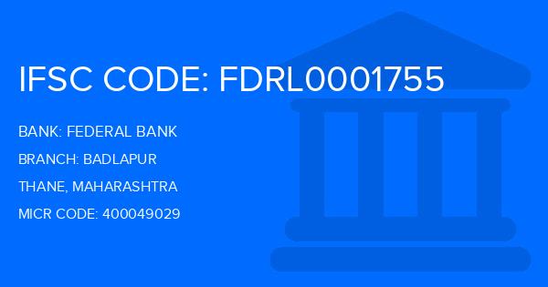Federal Bank Badlapur Branch IFSC Code