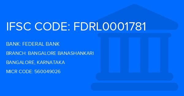 Federal Bank Bangalore Banashankari Branch IFSC Code