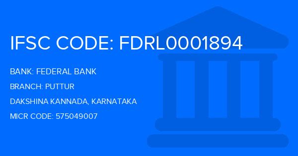 Federal Bank Puttur Branch IFSC Code