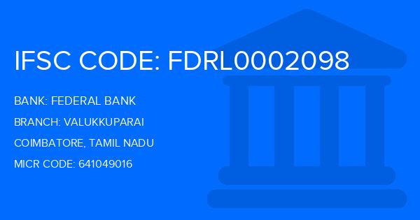 Federal Bank Valukkuparai Branch IFSC Code