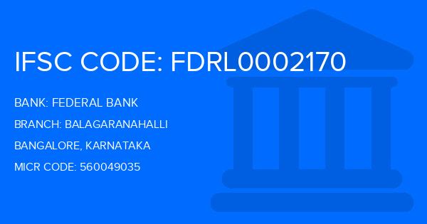 Federal Bank Balagaranahalli Branch IFSC Code