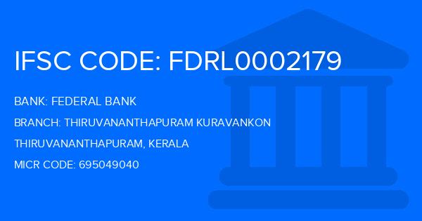 Federal Bank Thiruvananthapuram Kuravankon Branch IFSC Code