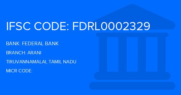 Federal Bank Arani Branch IFSC Code