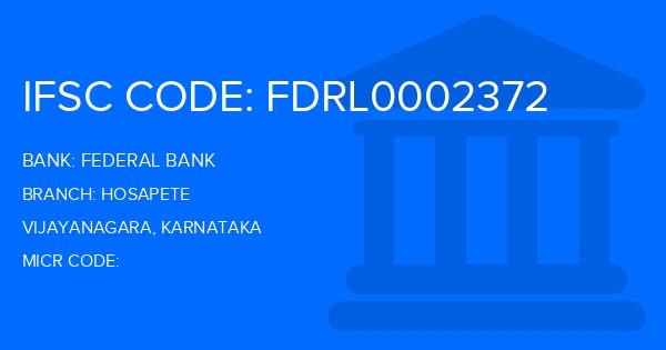 Federal Bank Hosapete Branch IFSC Code
