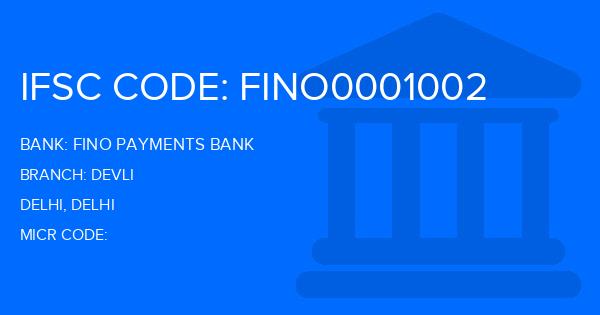 Fino Payments Bank Devli Branch IFSC Code