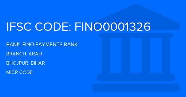 Fino Payments Bank Arah Branch IFSC Code