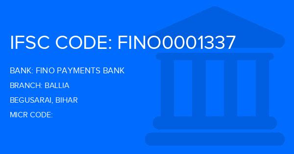 Fino Payments Bank Ballia Branch IFSC Code
