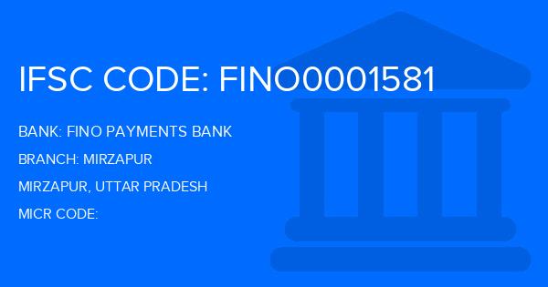 Fino Payments Bank Mirzapur Branch IFSC Code