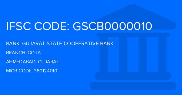 Gujarat State Cooperative Bank Gota Branch IFSC Code
