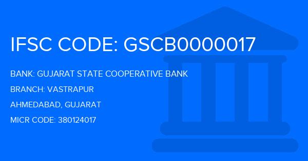 Gujarat State Cooperative Bank Vastrapur Branch IFSC Code