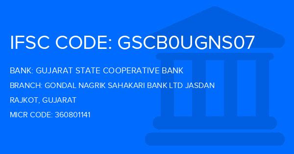 Gujarat State Cooperative Bank Gondal Nagrik Sahakari Bank Ltd Jasdan Branch IFSC Code