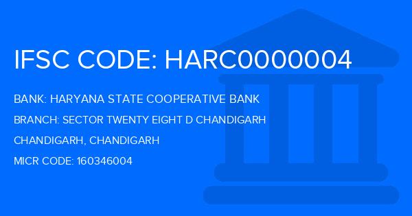 Haryana State Cooperative Bank Sector Twenty Eight D Chandigarh Branch IFSC Code