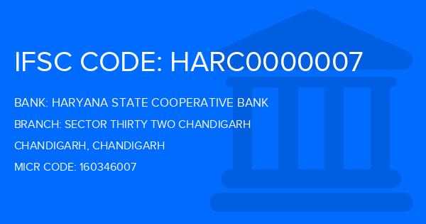 Haryana State Cooperative Bank Sector Thirty Two Chandigarh Branch IFSC Code