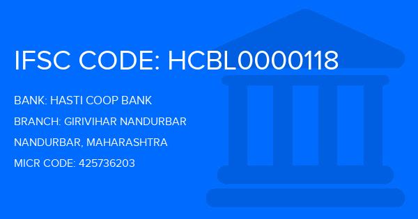 Hasti Coop Bank (HCB) Girivihar Nandurbar Branch IFSC Code