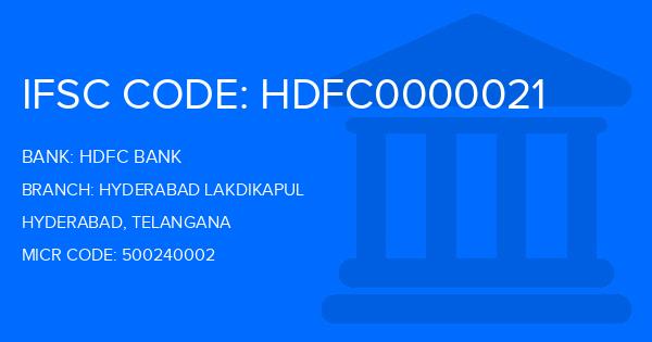 Hdfc Bank Hyderabad Lakdikapul Branch IFSC Code