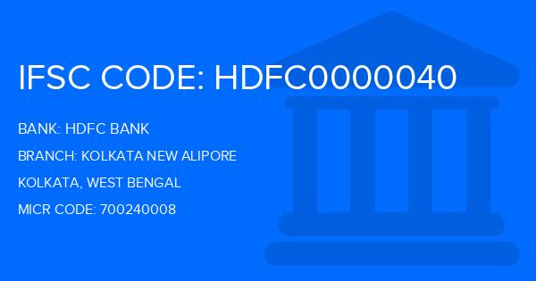 Hdfc Bank Kolkata New Alipore Branch IFSC Code