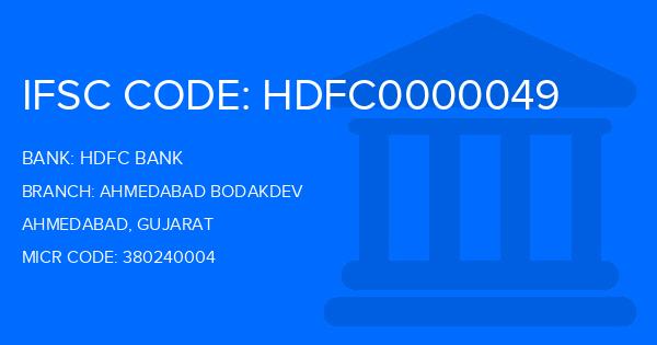 Hdfc Bank Ahmedabad Bodakdev Branch IFSC Code