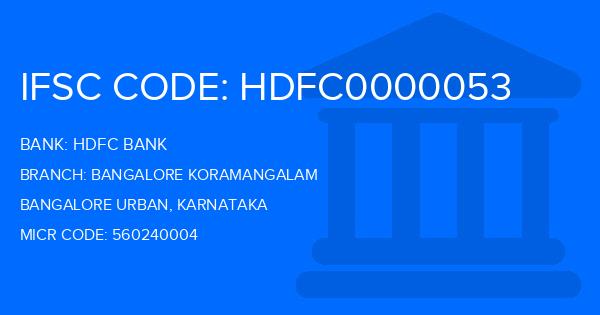 Hdfc Bank Bangalore Koramangalam Branch IFSC Code