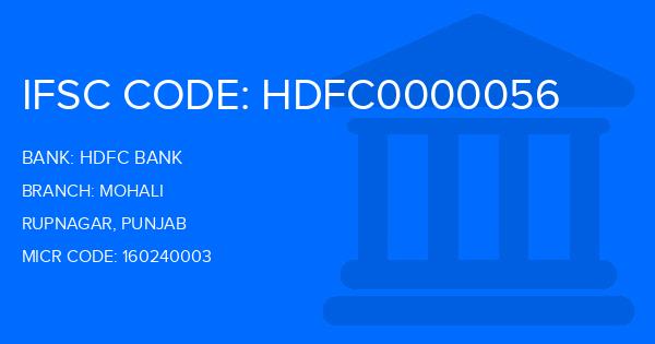 Hdfc Bank Mohali Branch IFSC Code